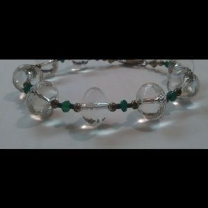 Vintage Quartz Crystal Faceted Bead Bracelet Art Deco